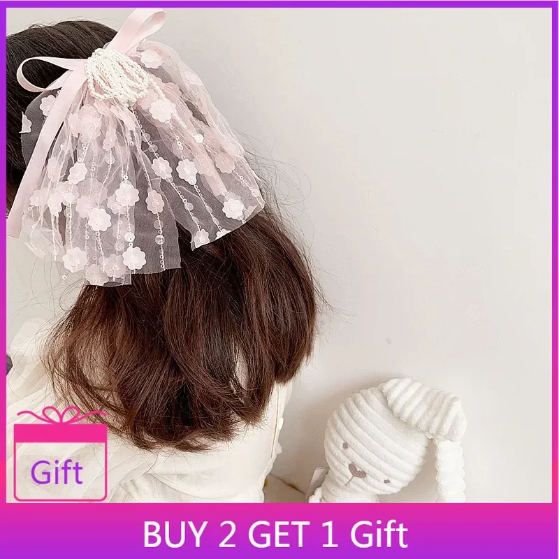 

Ultra-Fairy Sweet Lace Bow Hair Clips! Pink Flower Petal Ribbon Pearl, Girls' Dreamy Hair Accessories