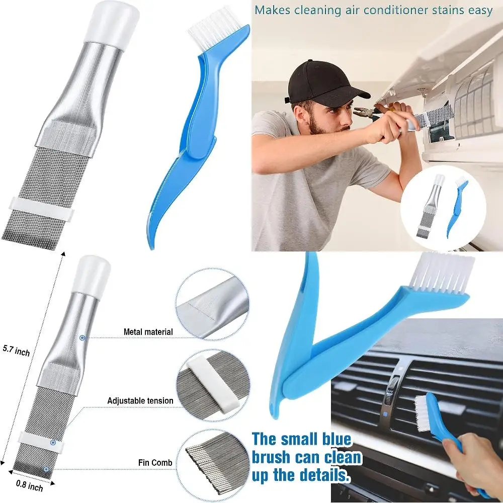 Klimaanlage Kondensator Fin Kamm Reiniger 2 Stücke, Klimaanlage Fin Reiniger Pinsel, Geräte Spule Schneebesen Sauber Pinsel Edelstahl