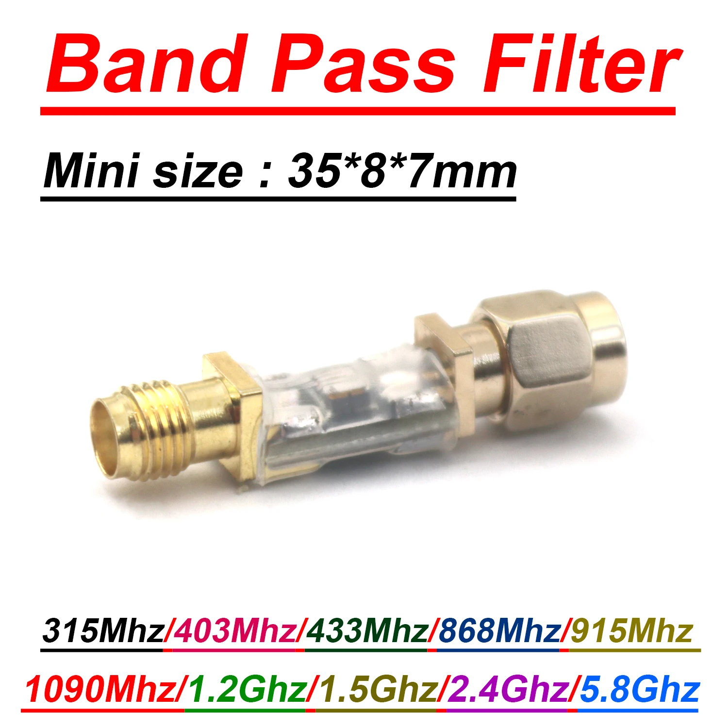 Mini filtro de paso de banda RF BPF 433Mhz 868Mhz 915Mhz 1090M 1,2 Ghz 1,5 Ghz 2,4 Ghz 5,8 Ghz señal pasiva LC, amplificador de Radio Ham