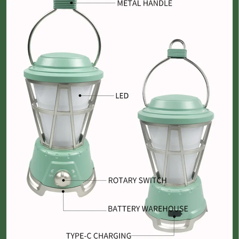 ZHAOZHANGX New outdoor camping tent light retro camping light rechargeable camping light flame atmosphere horse lantern