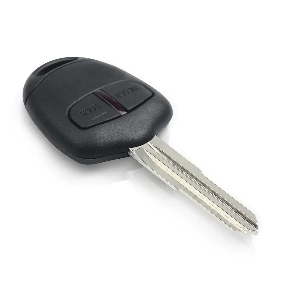 KEYYOU 10 unids/lote carcasa para llave remota 2 botones para Mitsubishi Outlander Grandis Pajero Lancer carcasa para mando a distancia de coche sin cortar