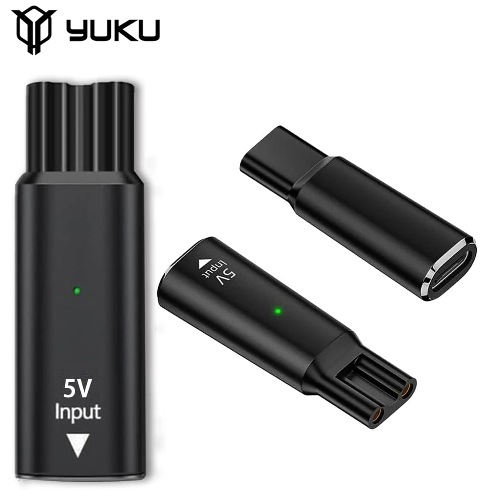 YUKU 5V Type-C Shaver Adapter Charging Converter for Philips QP6510 QP6530 Series 3000 5000 7000 Electric Beard Trimmer