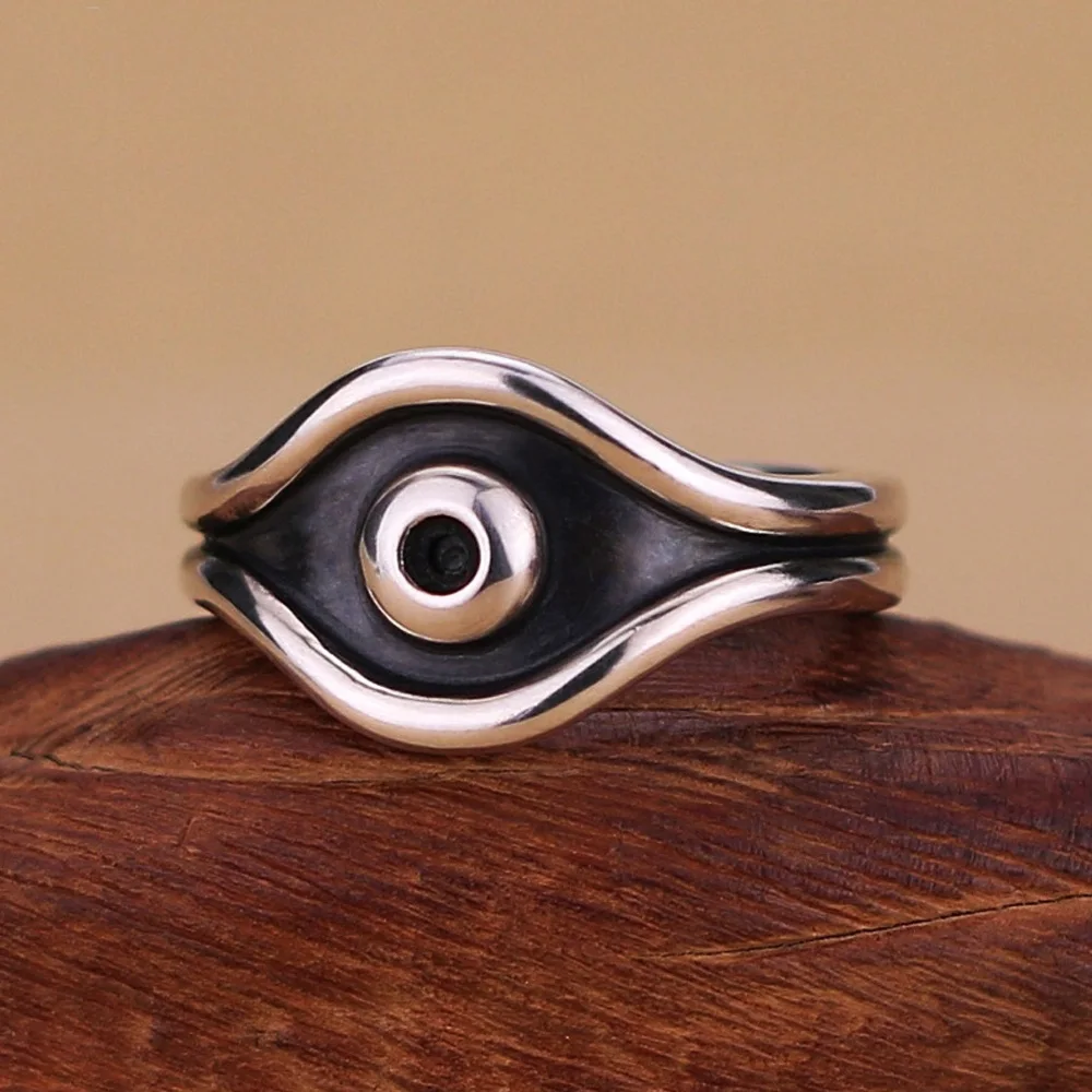 Retro All-Seeing Eye Ring For Men Women Punk Gothic Adjustable Open Ring Silver-plated Copper Jewelry Accessories Unisex Gift