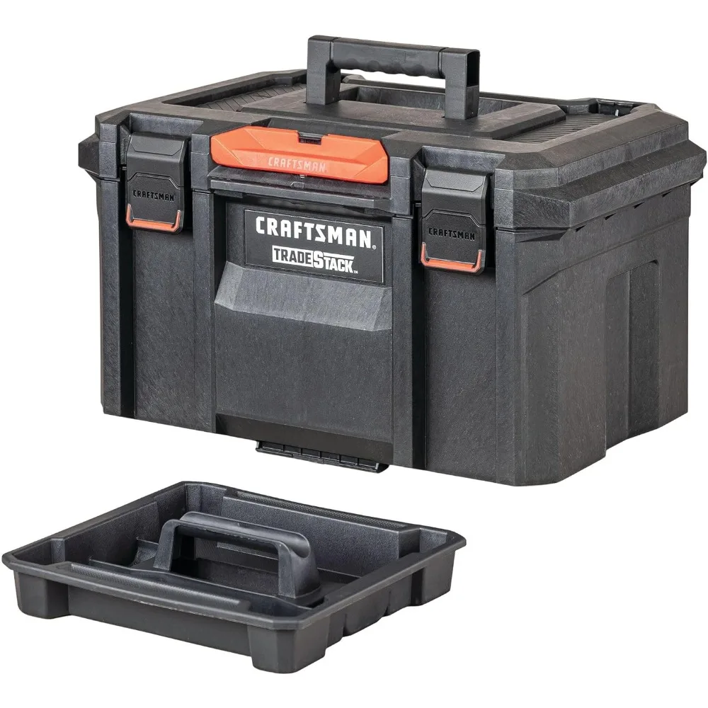 

Stackable Waterproof Tool Storage Box for Indoor and Outdoor Use, Lockable, 21 Inches (Craftsman Tradestack CMST21430)