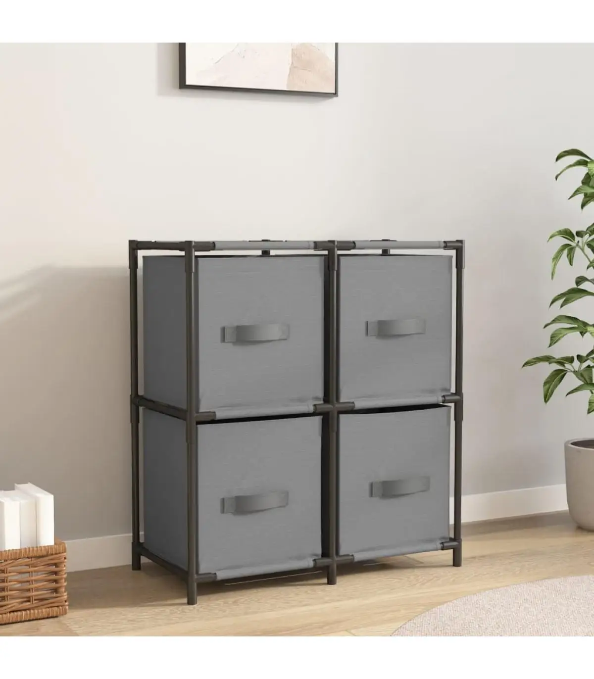 Steel storage lockers and cabinets storage cabinet with 4 baskets fabric Gray 63x30x71 cm