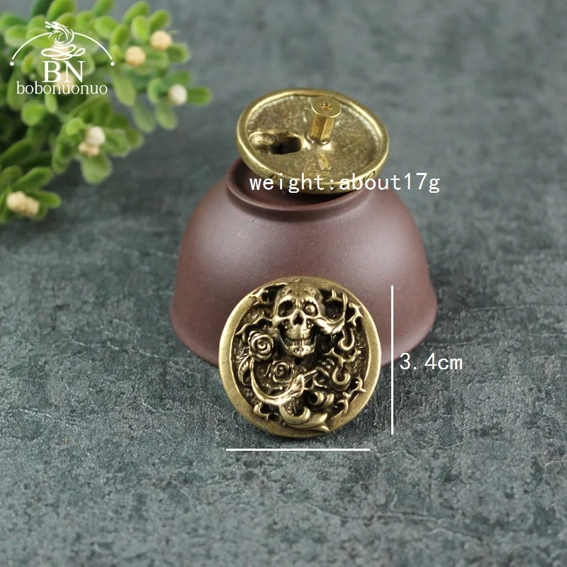 Brass Demon skull  Skull Head Rivet Connector Decoration Button Retro Brass DIY Leather Blet Wallet Garment Buckles with Screw