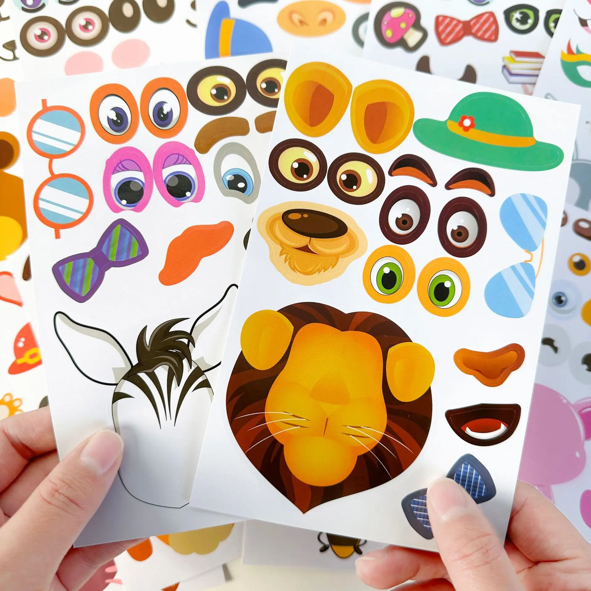 Make-a-Face Animal Stickers 12 Sheets DIY Make Your Face Sticker  Recognition Training Education Toy for Kids Boys Girls Toys