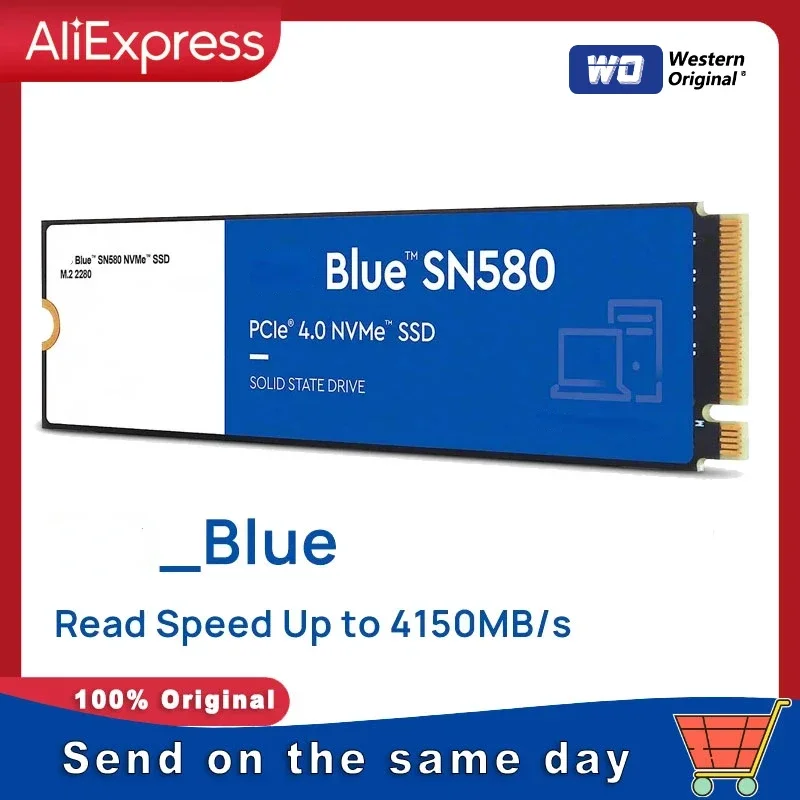 

SN580 SSD WD Blue NVMe 500GB 1TB 2TB 4TB PCIe4.0 4150MB/s M.2 2280 Drives for Laptops Computer PC PS5