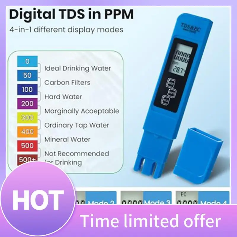 

B69C Digital PH And TDS Meter Combo, TDS EC Temperature Meter, PPM Water Quality Test Kit For Drinking Water, Swimming Pool Dura