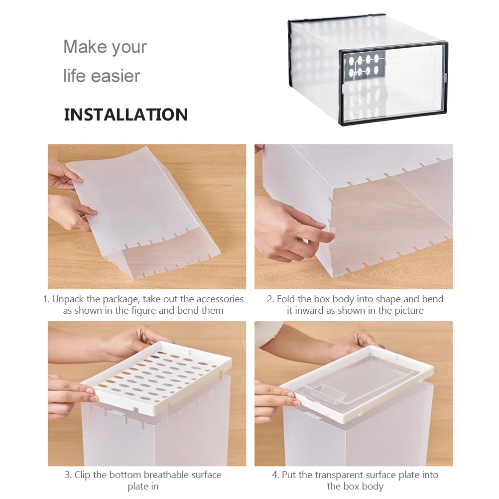 

3Pcs Transparent Shoes Storage Box High-Quality Plastic Organizer Stackable Shoe Container for Home Dorm Shoes Box