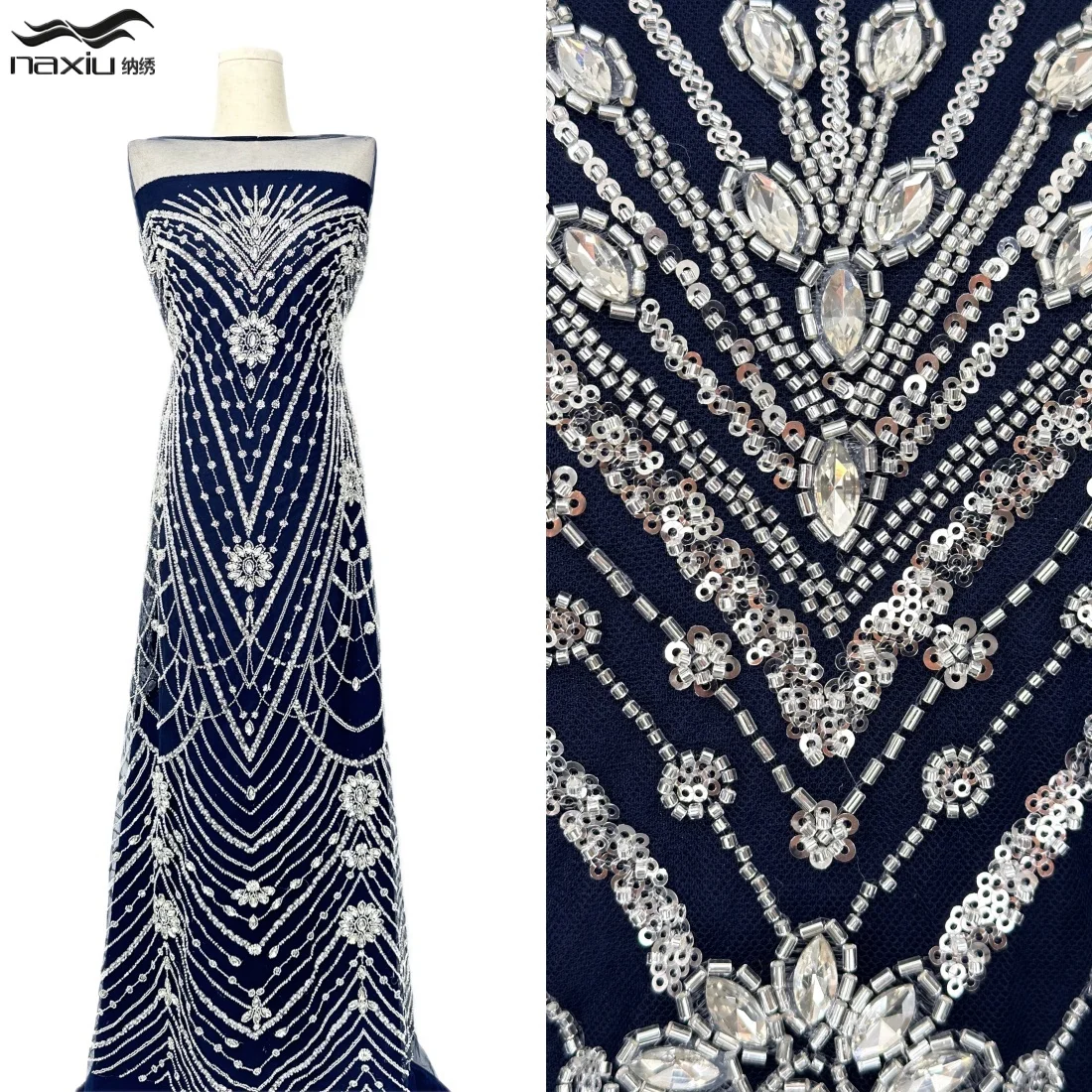 

Ткань из сетчатого кружева с африканскими нигерийскими бусинами и вышивкой пайетками Madison 5 Y Luxury Stones, французский тюль для свадебных и праздничных платьев