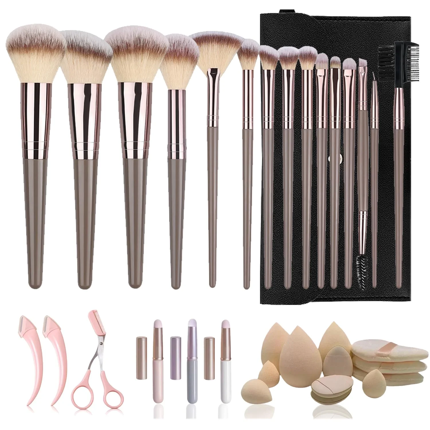 Ensemble de pinceaux de maquillage professionnels 1-15 pièces, pour fond de teint, poudre, contour, surligneur, correcteur, fard à paupières, sourcils, pinceau de mélange, outils Kabuki