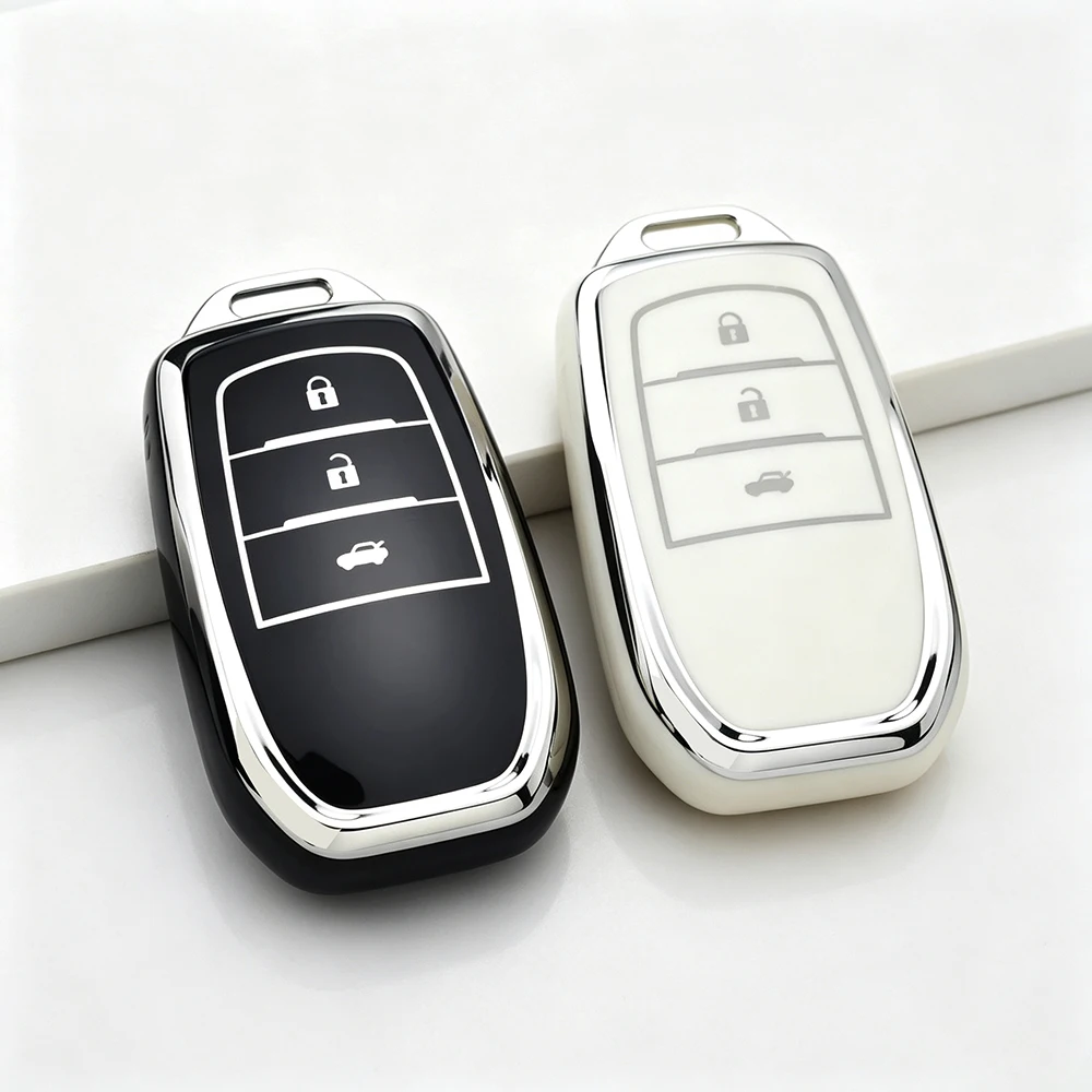 3 Buttons TPU Car Key Case Cover for Toyota Land Cruiser 200 300 Prado Crown TLK 200 Yaris Cross Hilux Innova Fortuner Camry 55