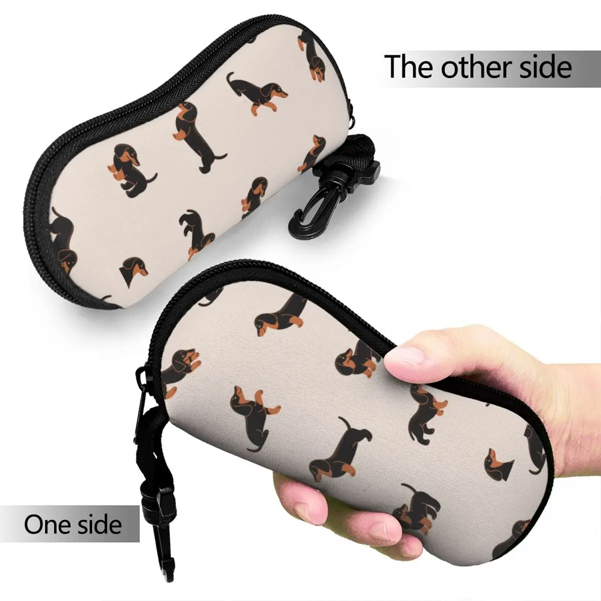 Cartoon Happy Dachshund Glasses Case Printing Dog Lover Glasses Storage Box Print Glasses Box