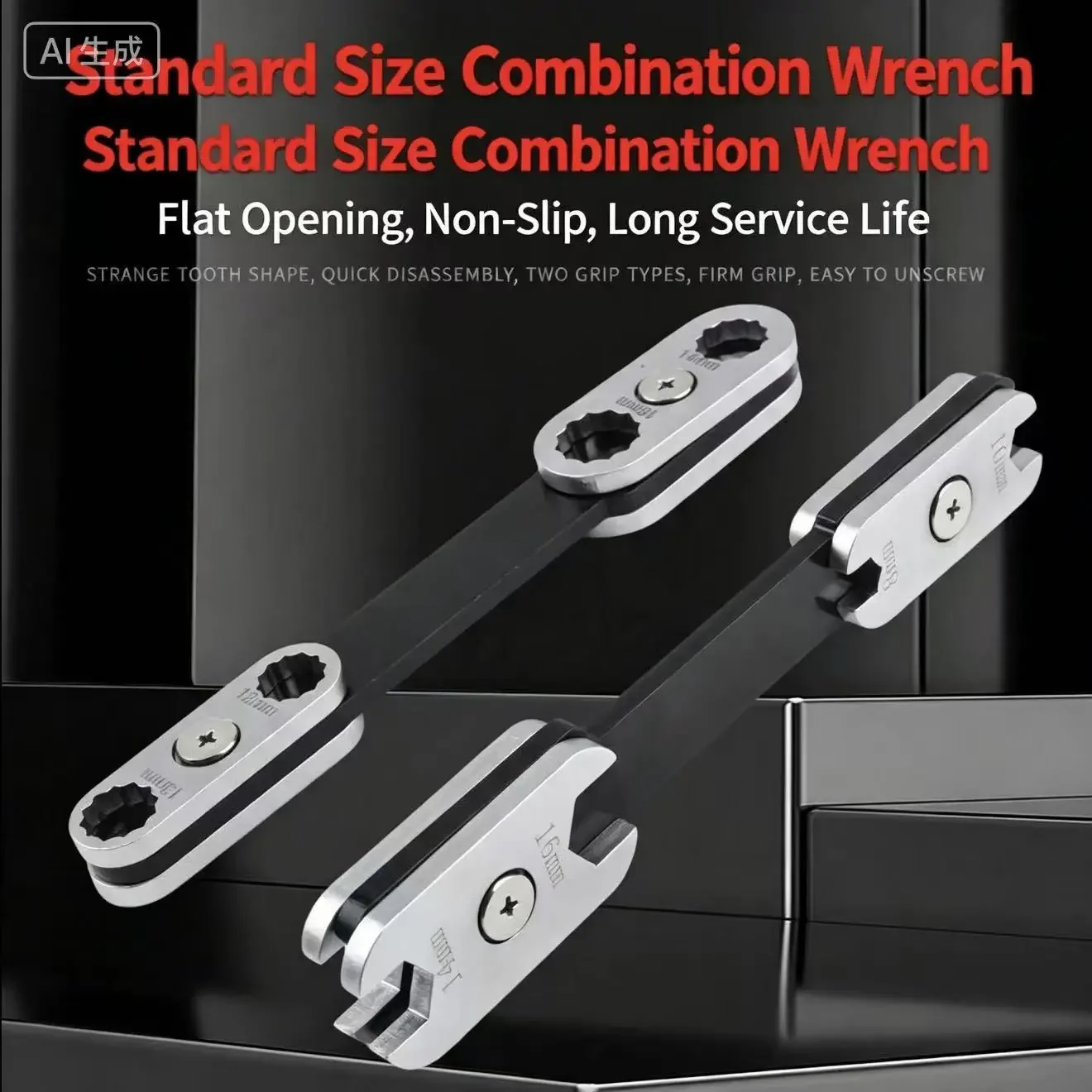 8‑in‑1 Multi‑Function Adjustable Wrench 360° Rotatable Carbon Steel Thickened Open End Box Spanner, High Hardness Hand Repair To