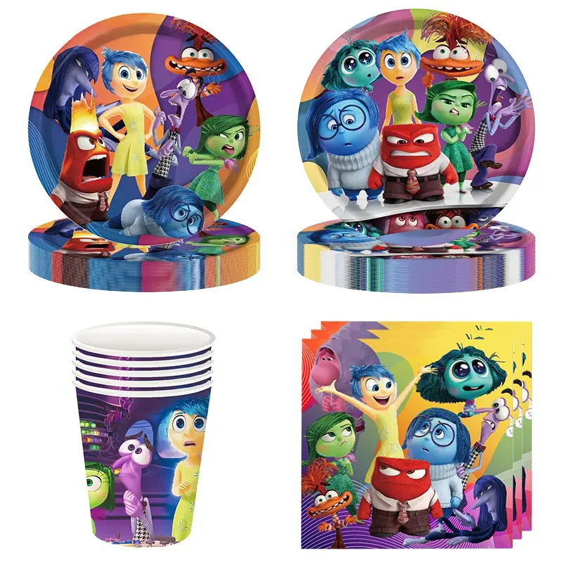 New Disney Inside Out 2 Birthday Decoration Party Disposable Tablewase Cups Plates Balloons Baby Shower Party Supplies For Kids