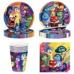 Yeni Disney Inside Out 2 doğum günü dekorasyon parti tek kullanımlık Tablewase bardaklar tabaklar balonlar çocuklar için bebek duş parti malzemeleri