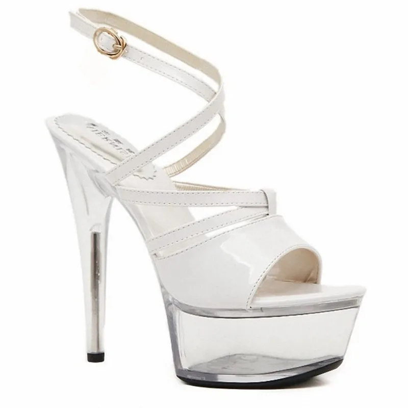 15cm women's fashion sandals, sexy club pole dancer shoes, 6-inch strappy crystal sandals