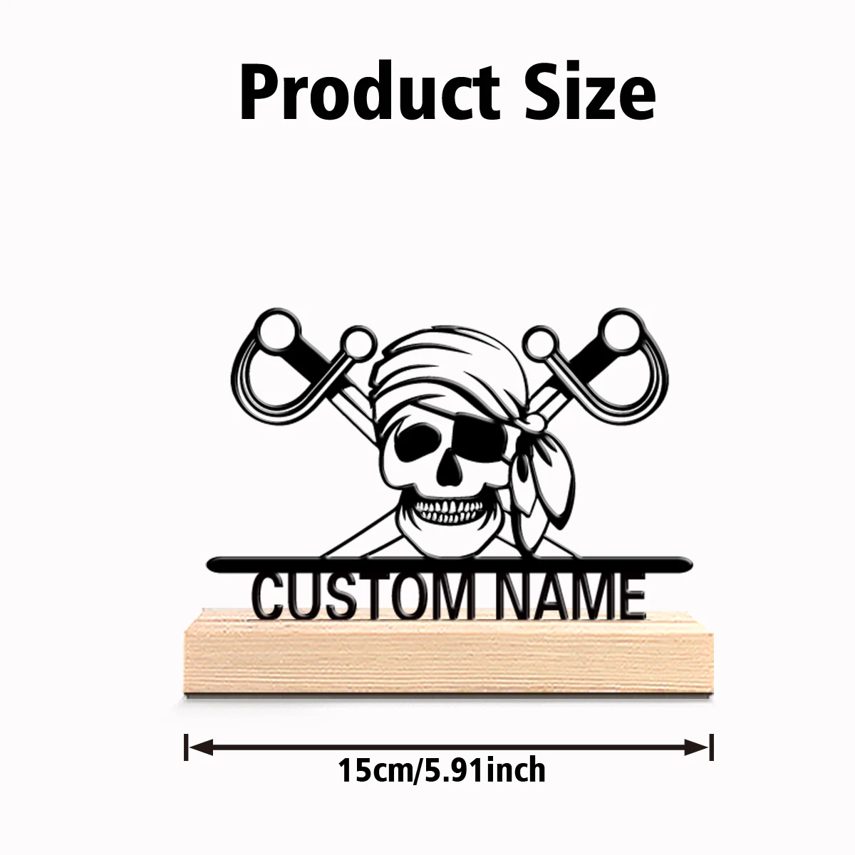 1pc Fun Personalized Custom Skeleton Metal Statues Ocean-Inspired Desk Art with Wooden Base Ideal for Beach Houses Zen Offices