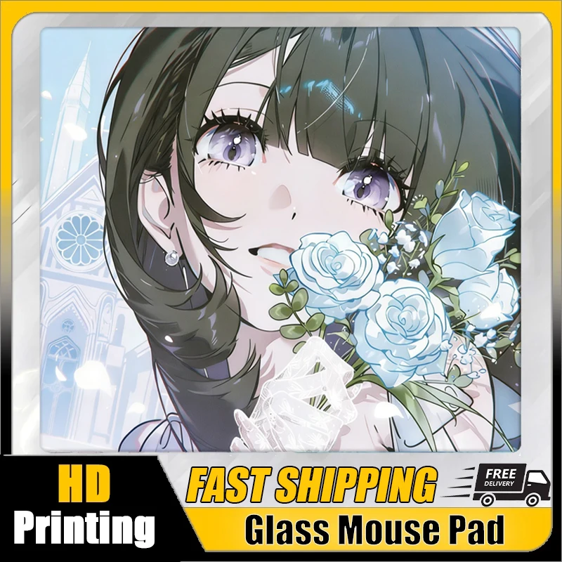 

Japanese Anime Glass Mouse Pad Gaming Upgrade Smooth Surface Custom Female E-sports Games FPS Special Gaming Desk Mat Large Size