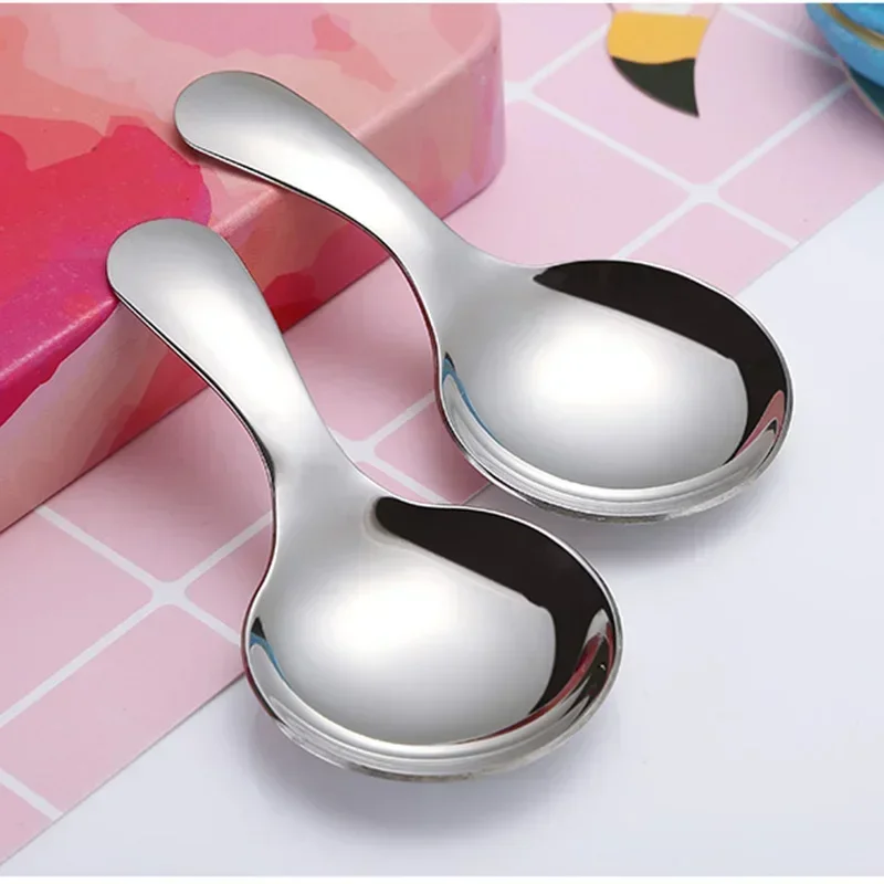 

2Pcs/Set Cute 304 Stainless Steel Mini Spoon / Ice Cream Sugar Salt Spice Spoon / Short Handled Tea Coffee Scoop - Kitchen Tools