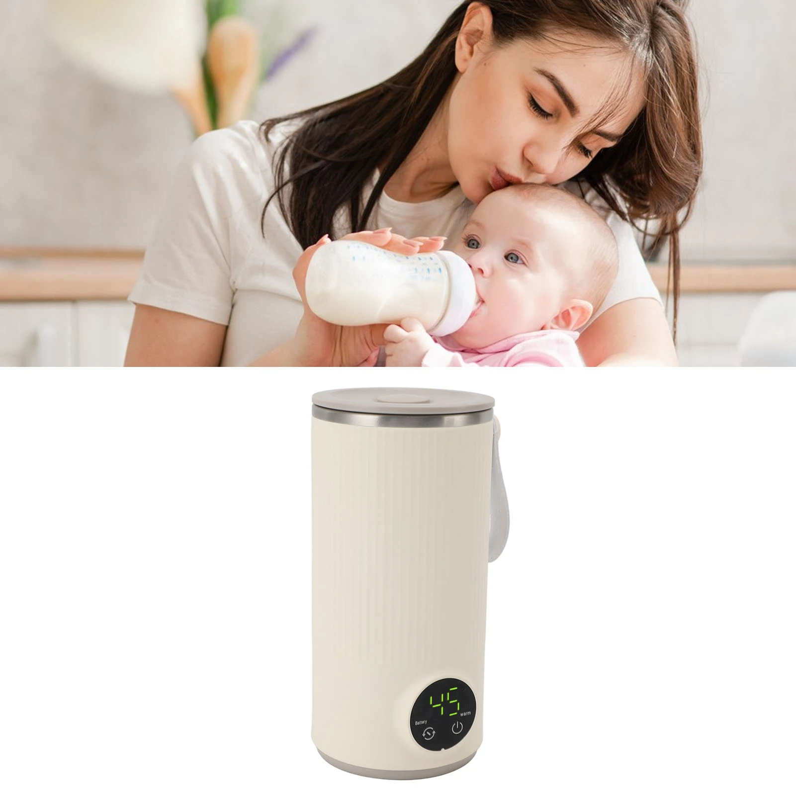 

Беспроводной подогреватель бутылочек, простой в использовании, дорожный миксер для подогрева молока, большая емкость, нагрев до 55 ℃ USB-зарядка для детского Formula Coffee