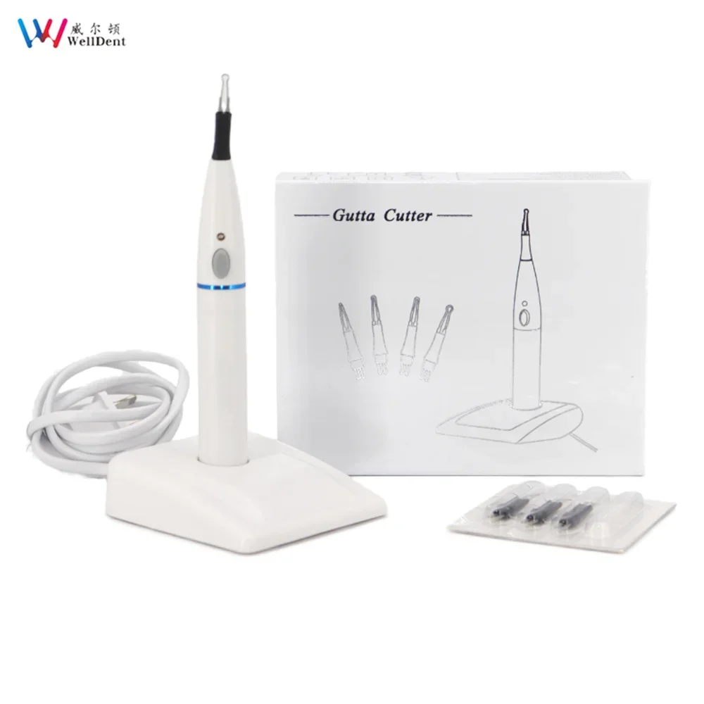 Dental Gutta Percha Tooth Gum Cutter with 4 Tips Endo Obturation System Wireless Charging Socket Heating System Dentist Tools