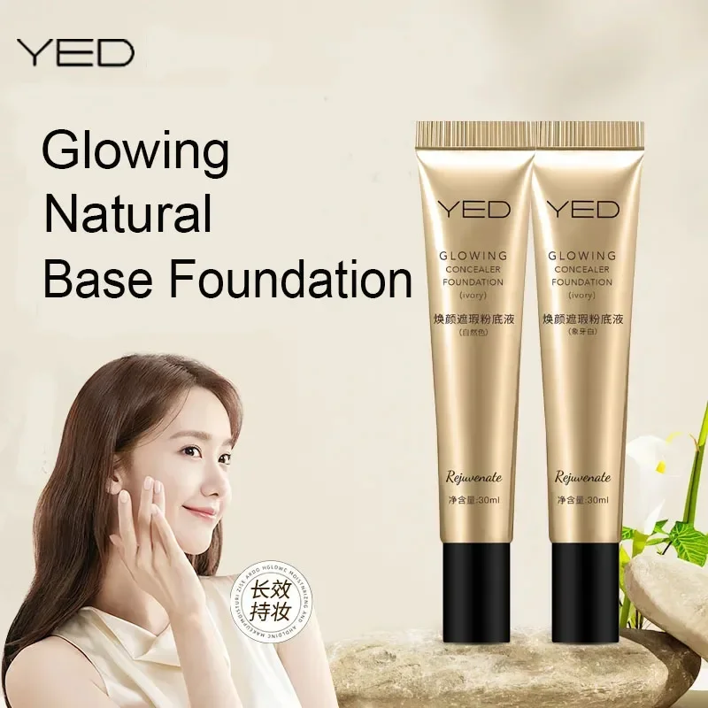 

YED Glowing Liquid Concealer Golden Base Makeup Essence Foundation Blemish Cover Oil Control Long-lasting Waterproof Maquillaje