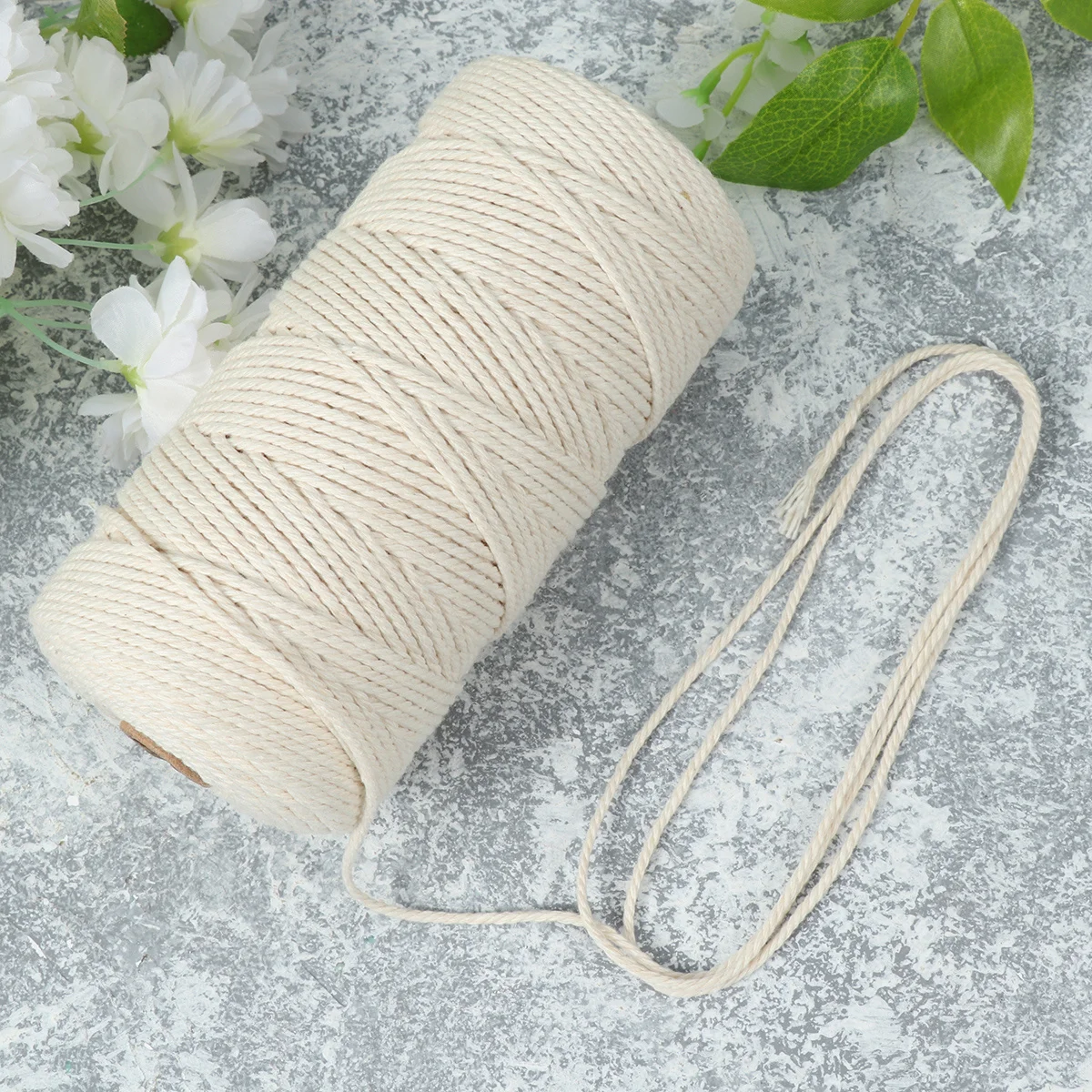 200M 3Mm Raw White Cotton Cord Premium Twist Rope for Sewing Crafting Repairing Torn Fabrics General Stitching and Decorative