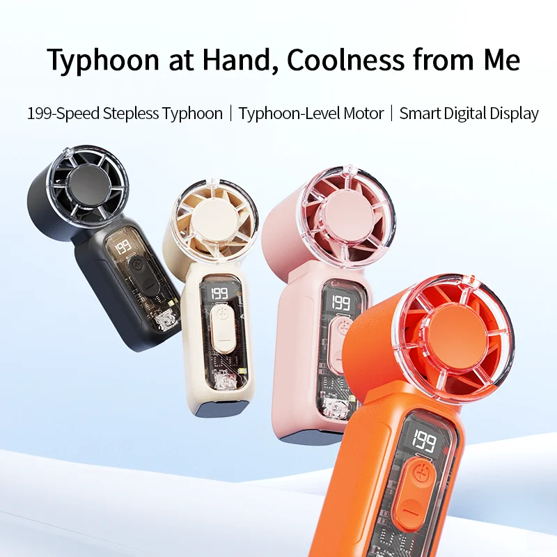 Handheld Mini Fan with 199 Speed Levels and Lighting Lamp Portable Fan for Personal Use with Adjustable Wind Force