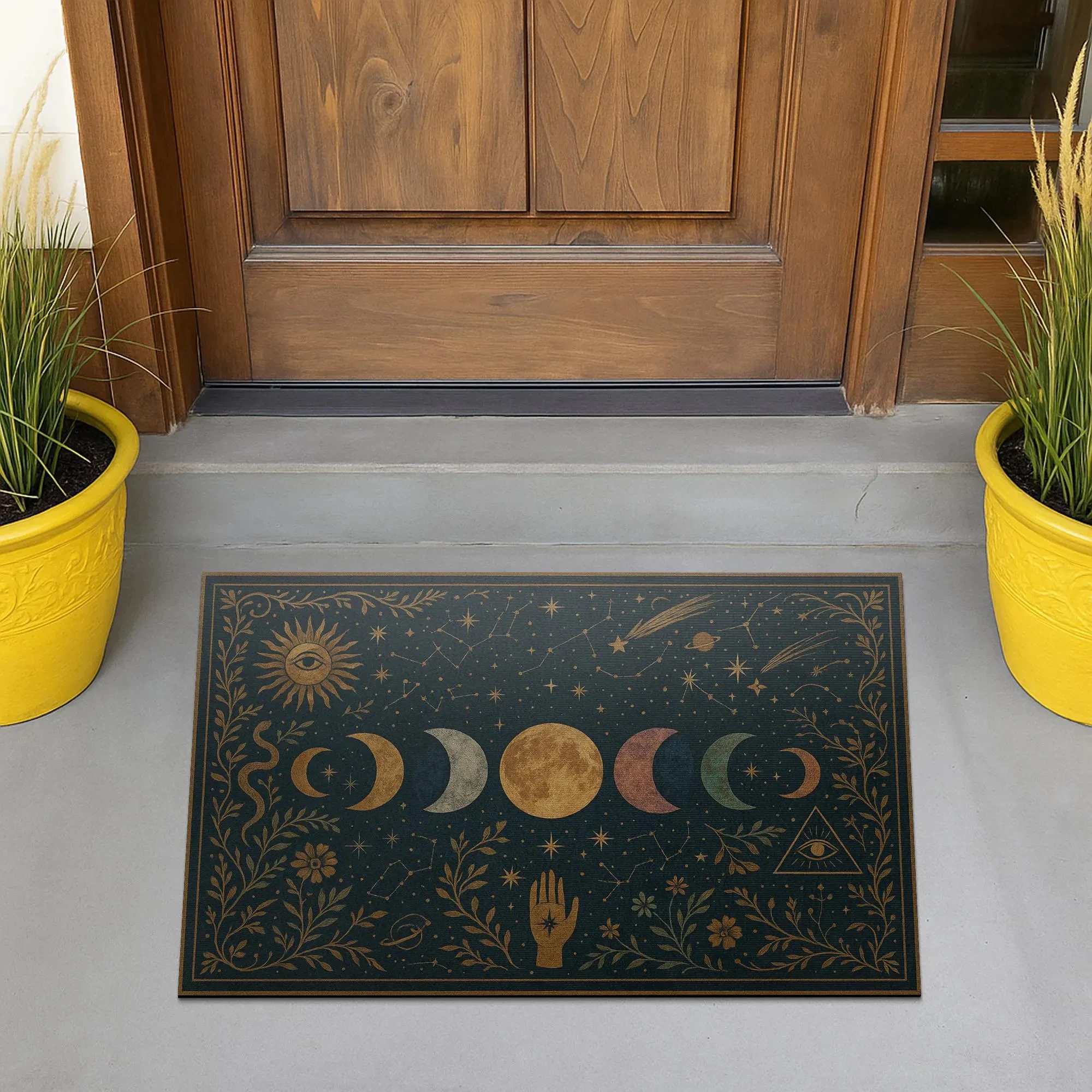 Mystical Moon Phase Pattern DoorMat, Non-slip Floor Mat, Suitable for Living Room, Bedroom, Bathroom, Holiday Home Decoration