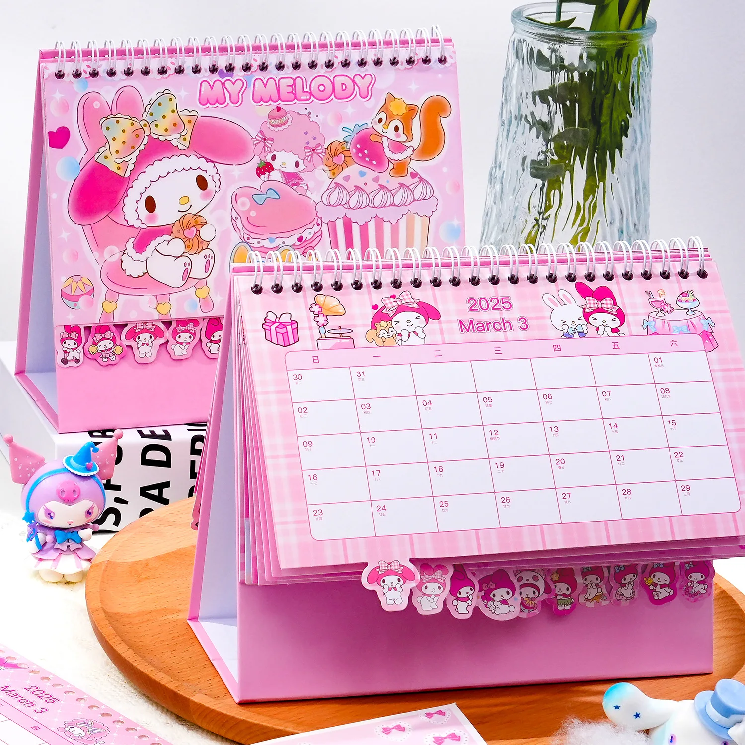 Meiledi Calendar 2025 New Desktop Decoration Cartoon Anime Sanrio Calendar Student Edition Creative Check in Plan Admission