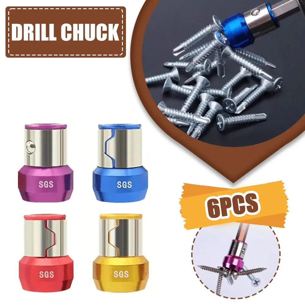 

6pcs Anti-corrosive Magnetic Drill Bit Holder Alloy Ring Screwdriver Head Powerful Magnet for Phillips Drill Magnetic Force