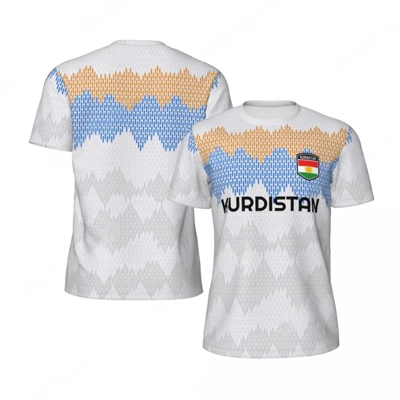 

Summer Fashion Kurdistan Flag Football Jersey For Men Simple Stripe Art Streetwear O-neck Loose T Shirts 2025 Trend New Tees