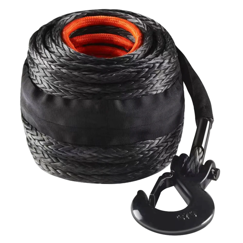 

Car Winch Rope, 3/8 Inch x 100 Feet 26,500 lbs Synthetic Winch Line Cable Rope Protective Sleeve+Forged Winch Hook+Pull Strap