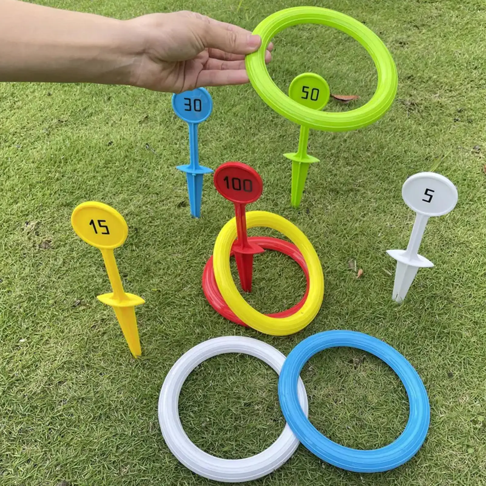 แหวนโยนที่มีสีสัน Interactive Toss เกม Backyard กีฬาเล่นของเล่นสําหรับครอบครัวเพื่อนเด็กวัยรุ่นเด็กผู้หญิงเด็กสนามหญ้า