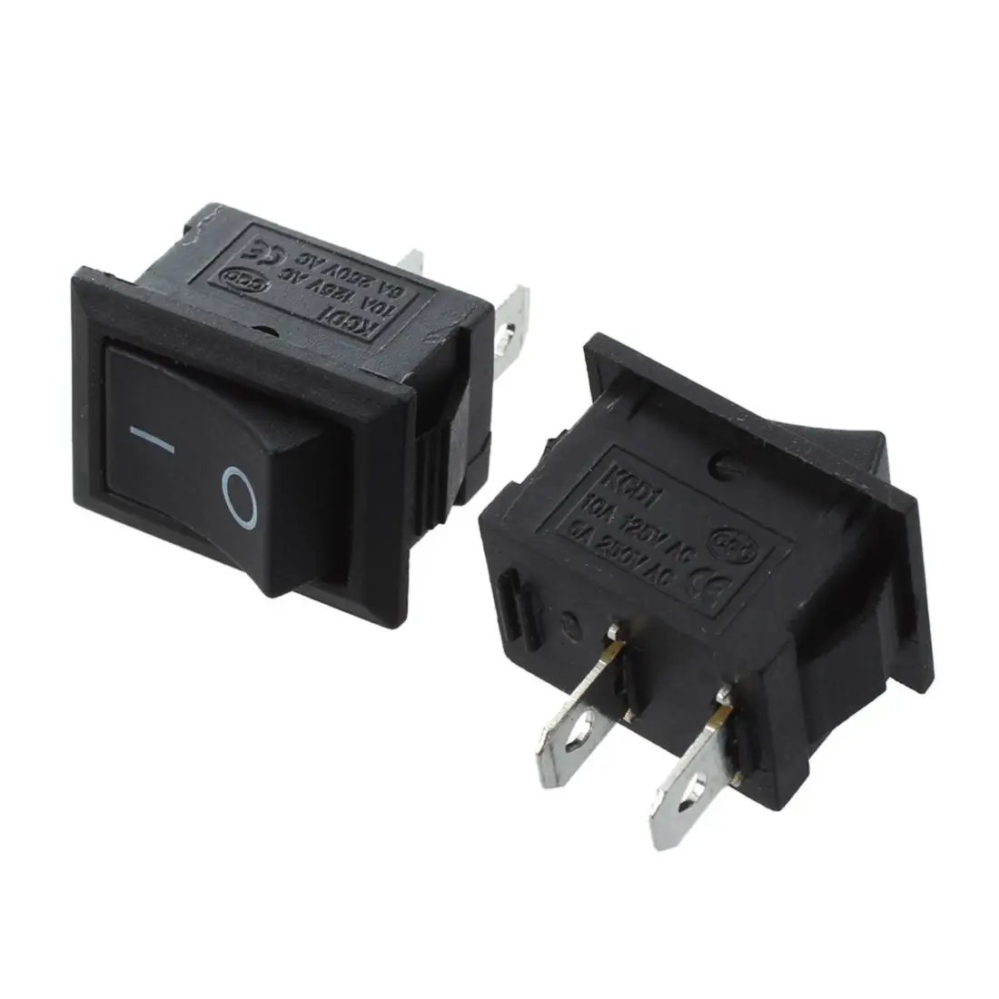 ABZV-10 stuks SPST mini zwarte 2-pins tuimelschakelaar AC 125V 10A 250V 6A