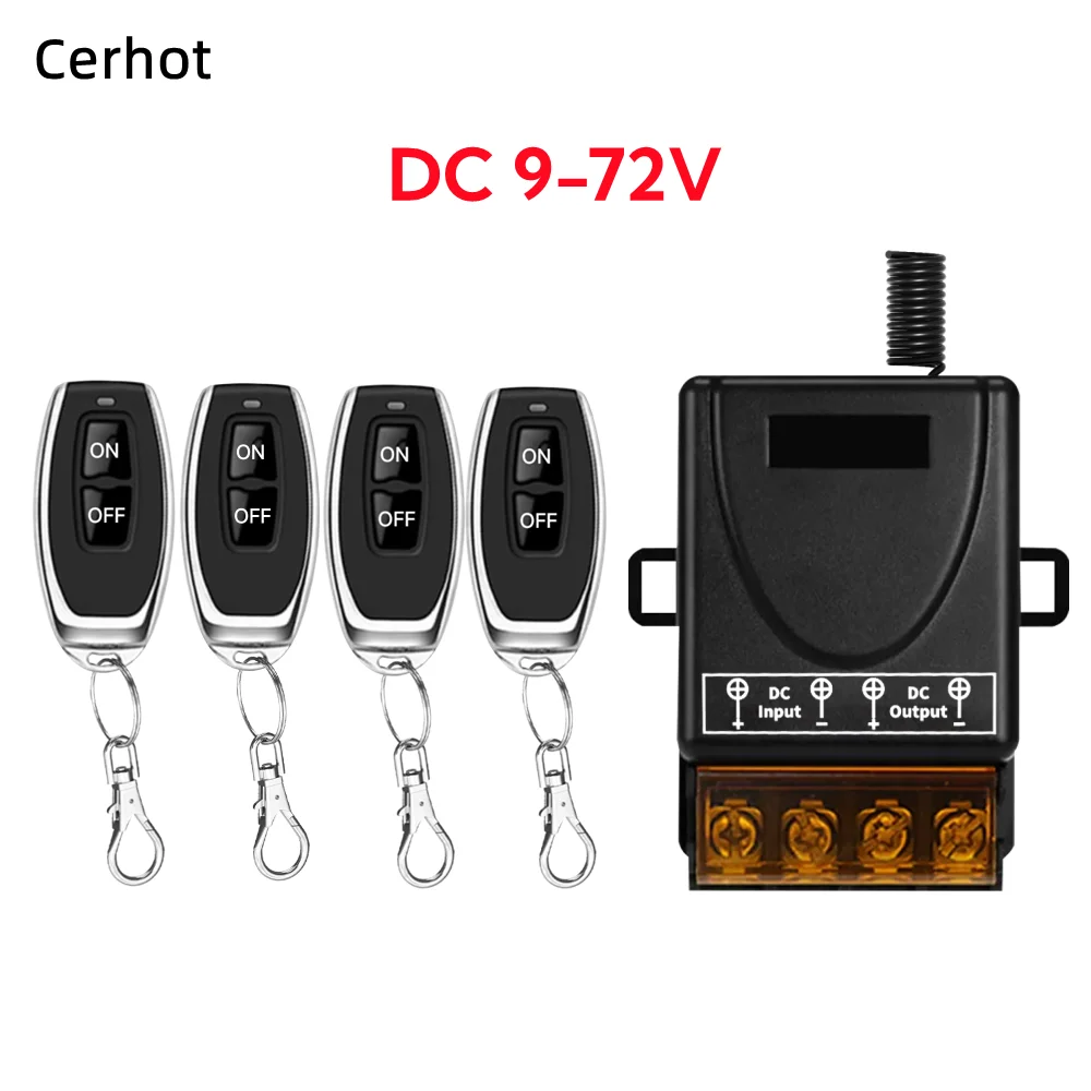 Cerhot DC9-72V/AC100-240V RF433Mhz Wireless Switch Remote Control  On-off 30A Water Pump Relay Receiver Lamps Wall Light Switch