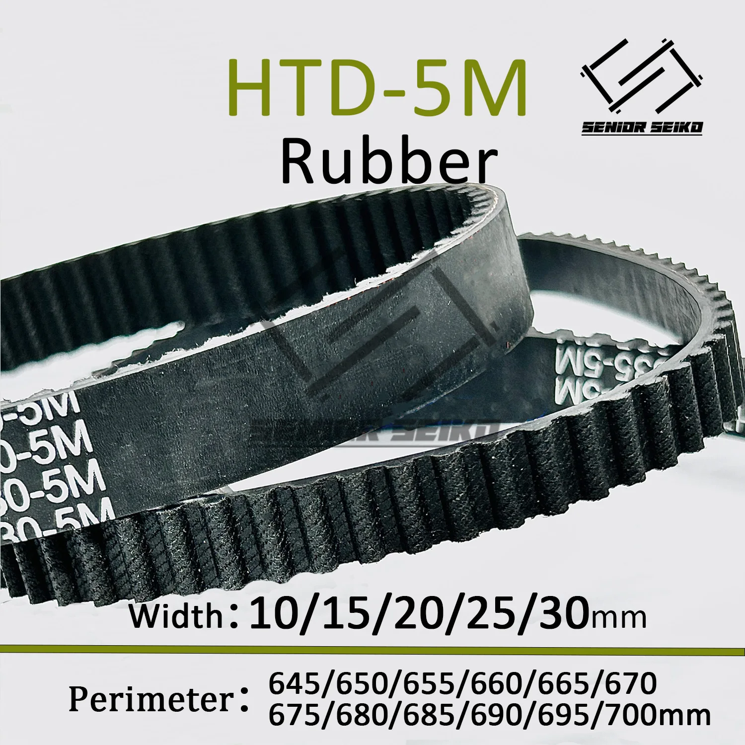 5MHTD Timing Belt Length 645/650/655/660/665/670/675/680/685/690/695/700mm Width 10/15/20/25/30mm HTD5M Closed Synchronous Belts