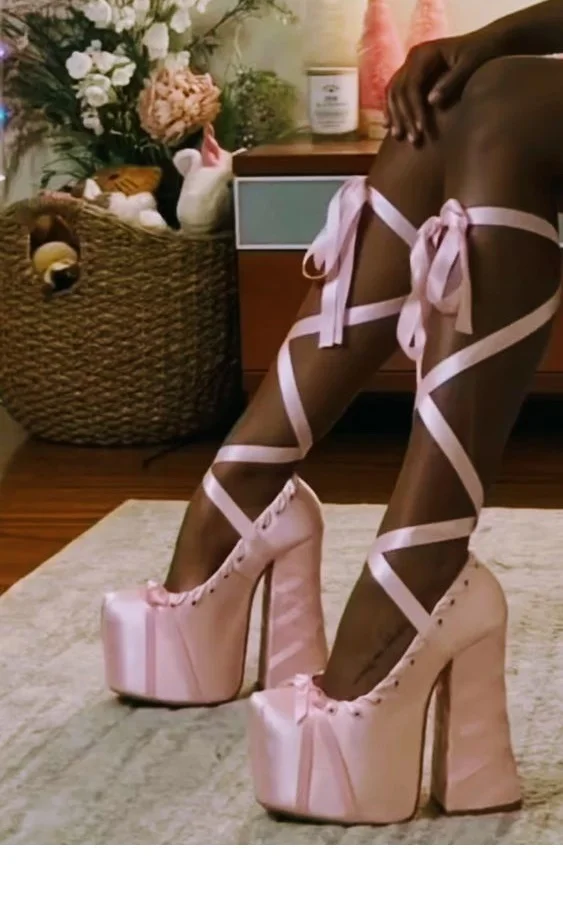 

Cute Platform Pink Sugar Round Toe Cross Tied Sandals Girl Chunky High Heel Round Toe Shoes Evening Pretty Mary Jane Shoes 2022