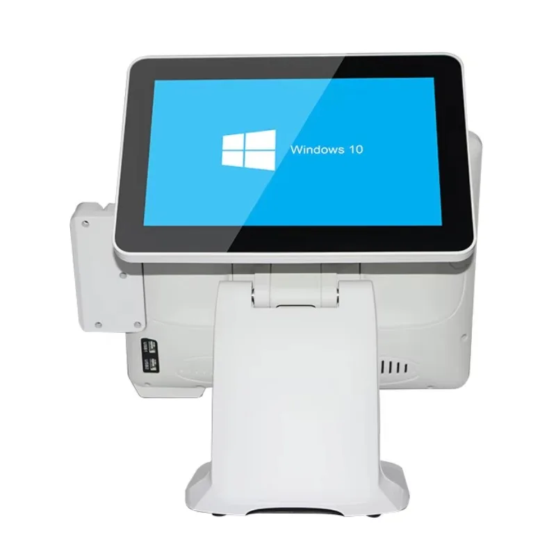 2026 Hot Restaurant Supermarket White Dual-screen POS 15inch Capacitive Touch POS Machine Kassa Pos System