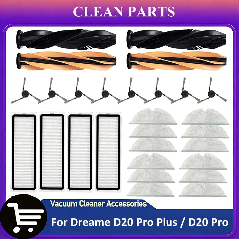 Passend für Dreame D20 Pro Plus / D20 Pro Ersatzteile Hauptbürste Hepa-Filter Staubbeutel Wischtuch Ersatz-Zubehör