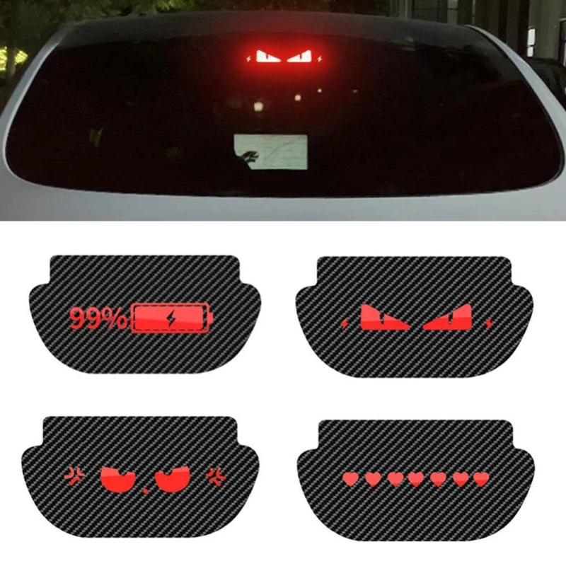 

Car High Mounted Brake Light Car Brake Projection Board PVC Soft Sticker Top Tail Light Logo Sticker Suitable for Tesla Y-shaped