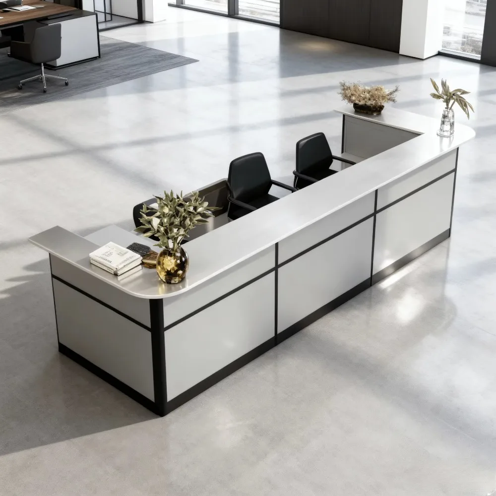 Durable Solid Wood Rectangle Office Reception - Modern Office Front Desk Reception