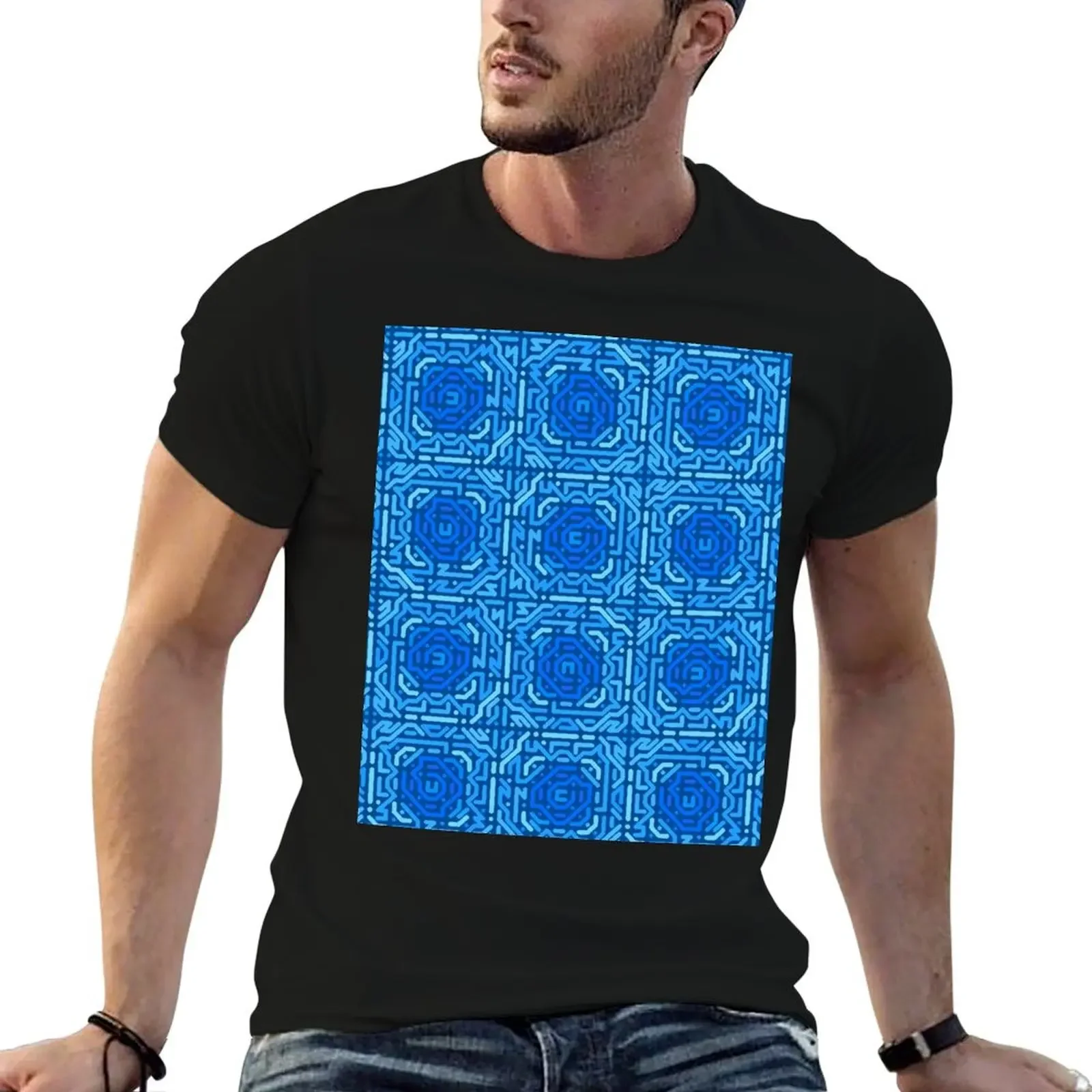 Blue Wiggle Squares T-Shirt quick drying essential t shirt vintage clothes mens t shirts pack