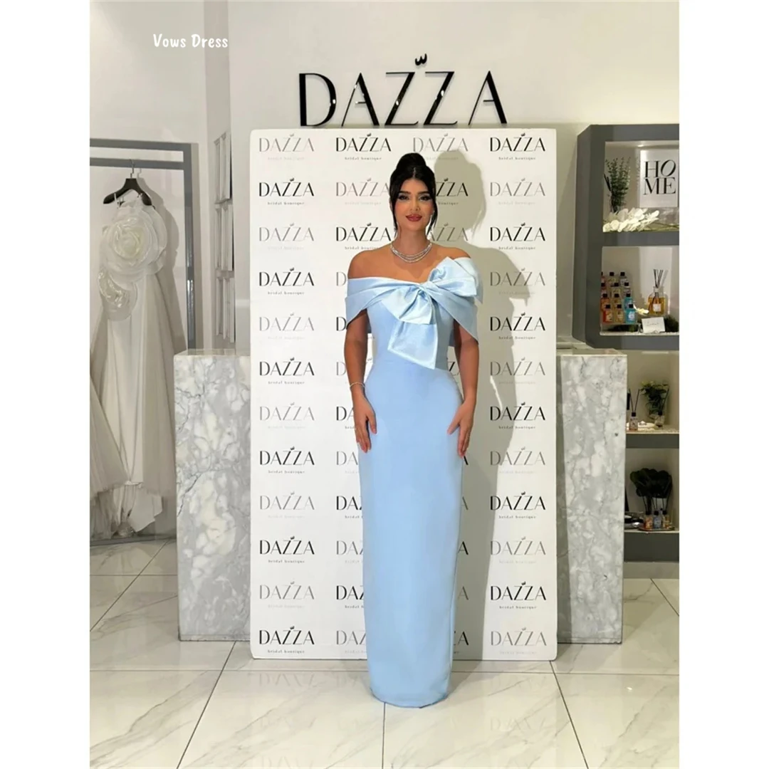 Vows Off-shoulder Wedding Evening Dress Woman Robes De Cocktail Dresses Bow Custom Made Prom Dresses Luxury Back-length Party