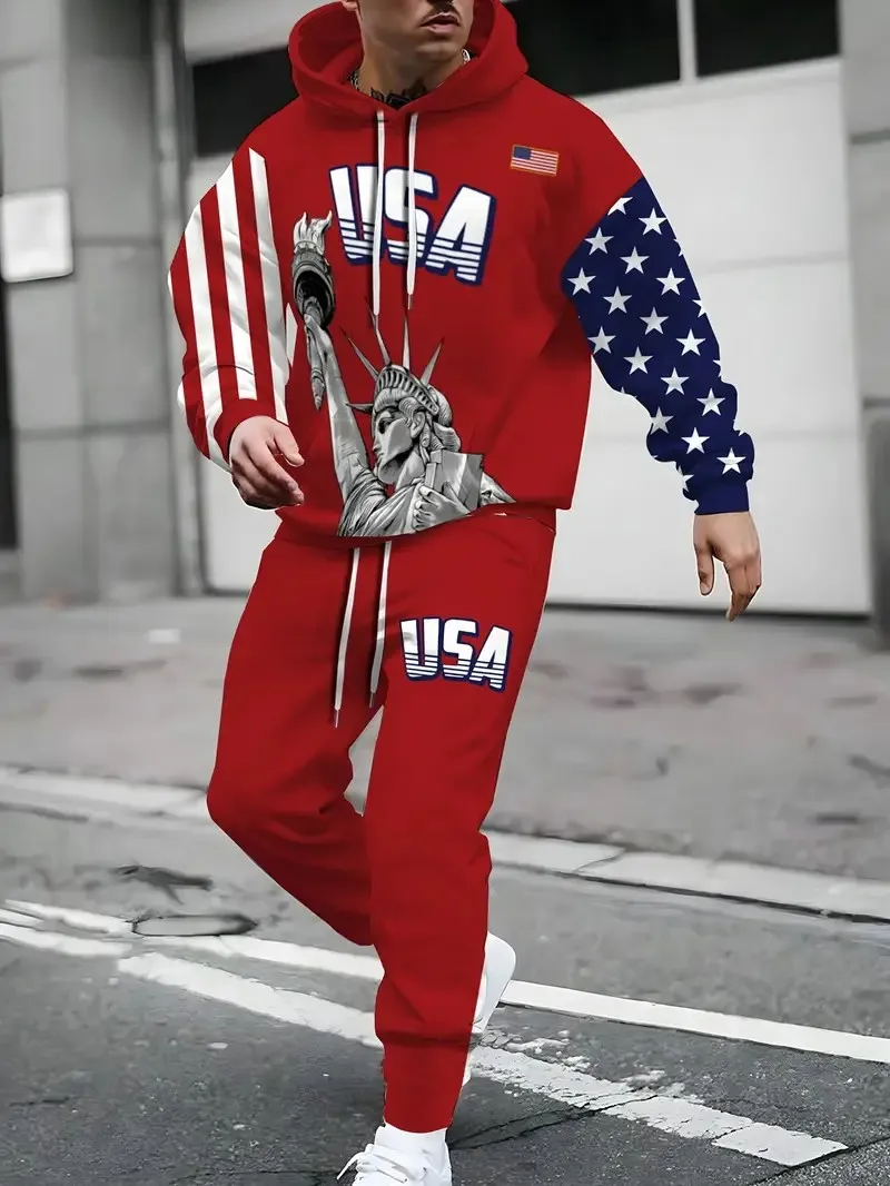 The New Men's Hoodie Set for Spring and Autumn 2025 Features a Casual Fashionable and Comfortable 3D Letter Pattern Print