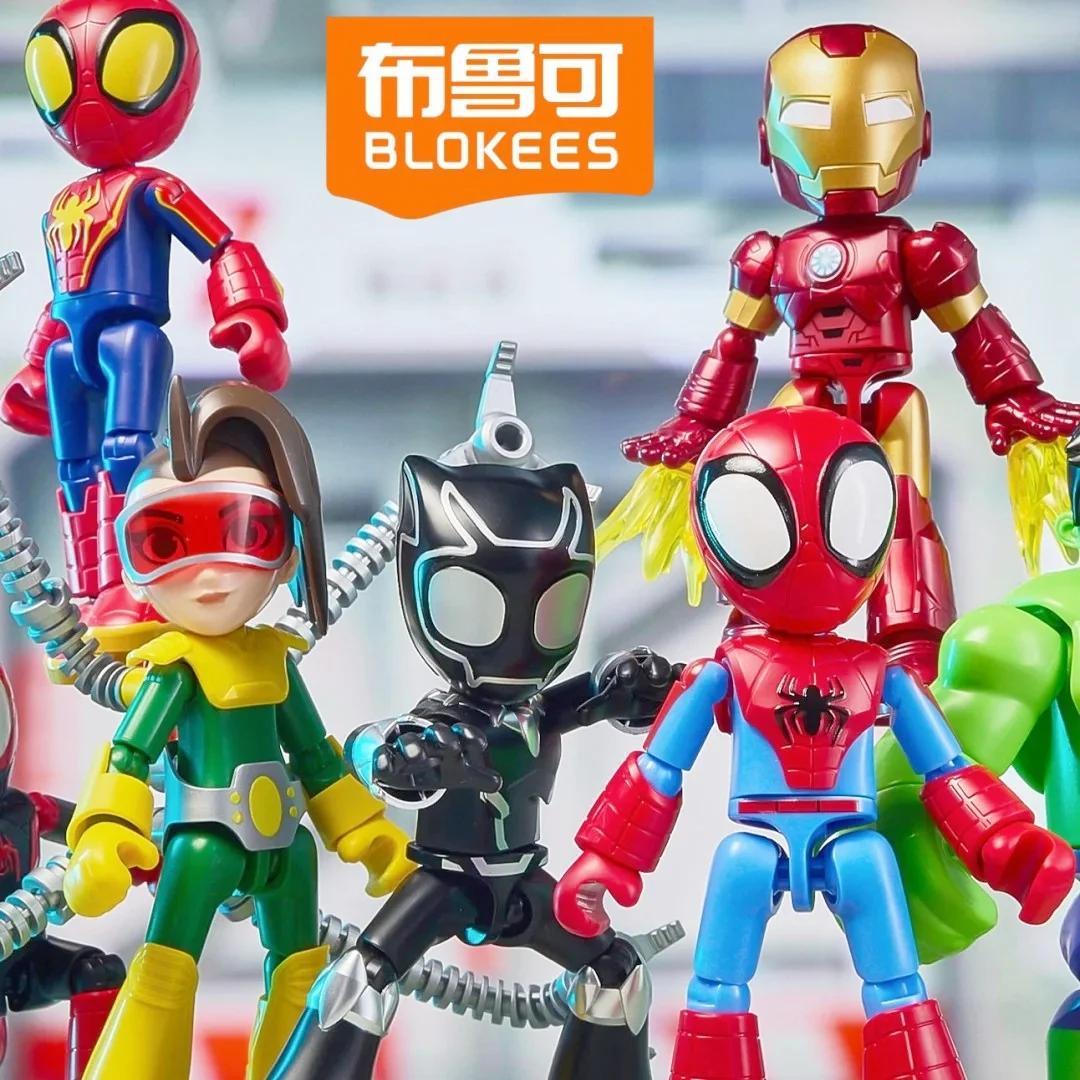 

Marvel Hero Magical Version Spider Man Gwen Miles Black Panther Doctor Octopus Hulk Lron Man Models Assembled Blokees Toys Gifts