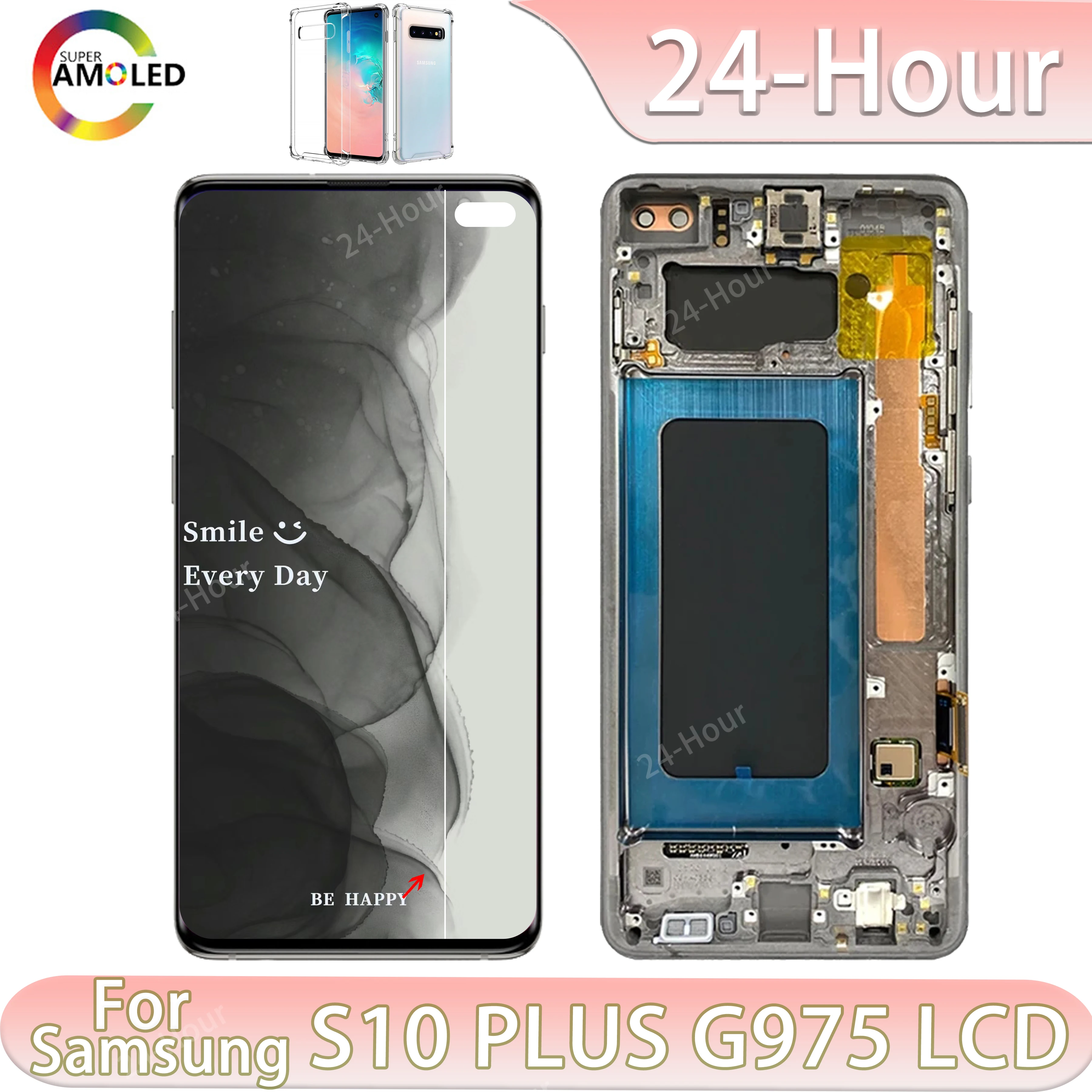 100% Tested Super AMOLED S10+ LCD Display Touch Screen For Samsung Galaxy S10 Plus G975 G975F Panel replacement With defects