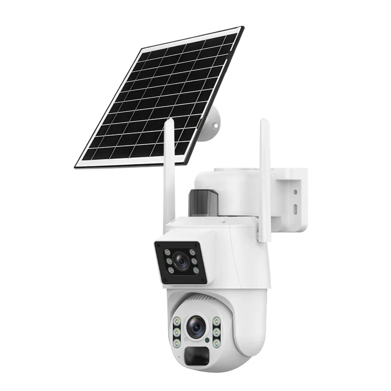 Q39 6MP Full Color Night Vision Dual Lens Video Solar Long Distance Wireless Ptz Security Camera Ptz Camera for Live Streming